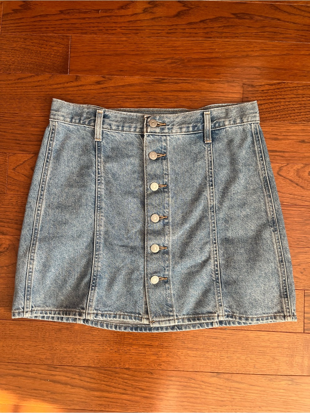 Levi's Light Blue Denim Button-Front Mini Skirt